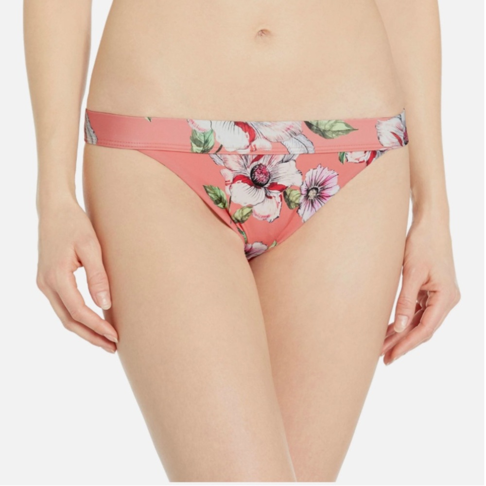 NWT VYB Lady Like Banded Swim Bikini Bottoms Size small coral floral print